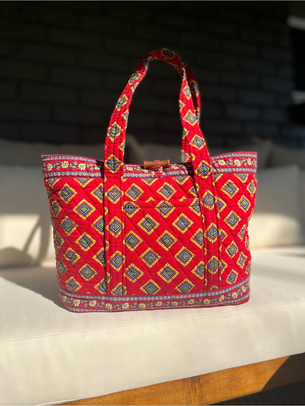 Vera Bradley Villa Red Medium Toggle Tote